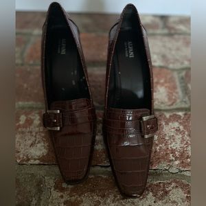 Alfani Crocodile Embossed Leather Heels